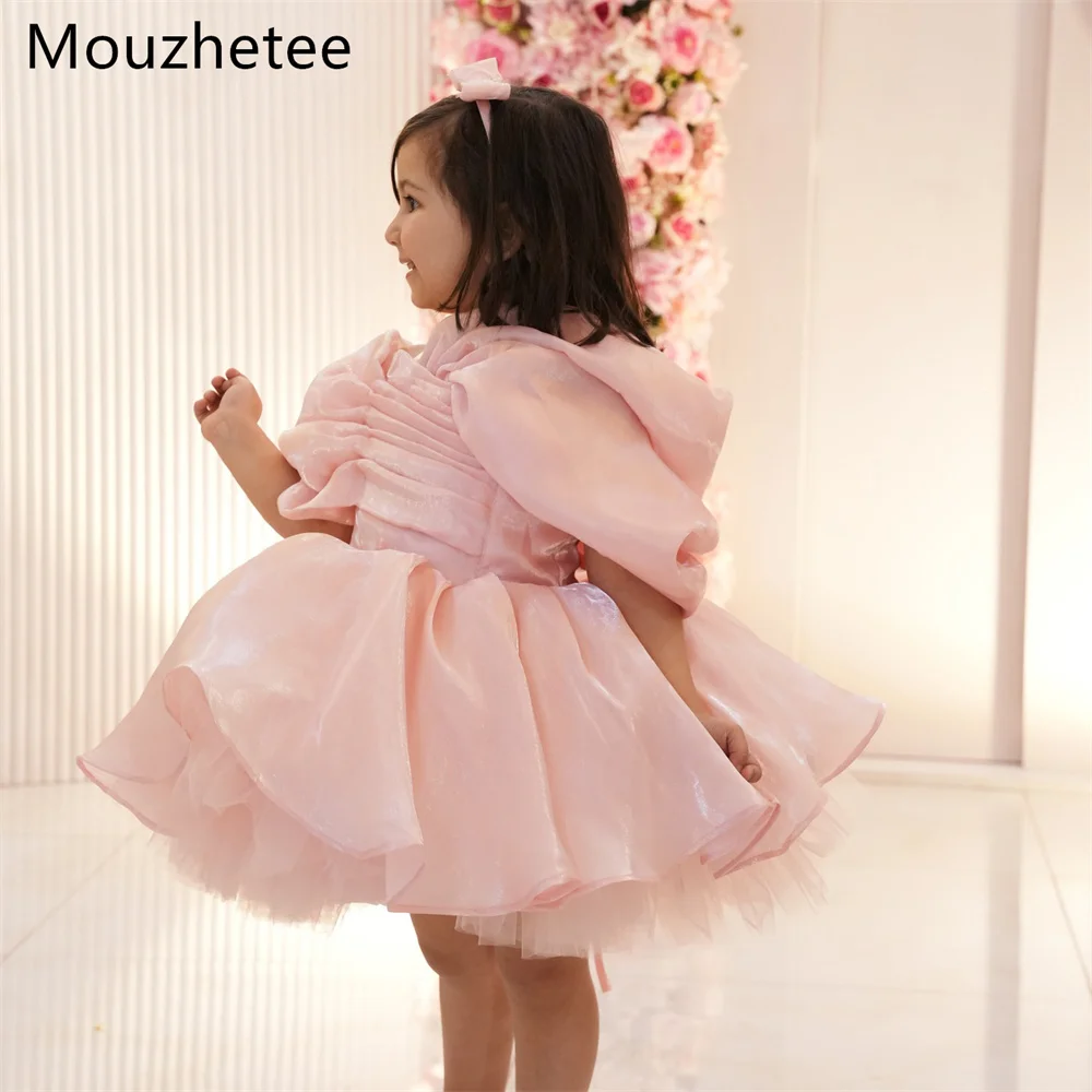 

Платья для девочек Mouzhetee A-Line с открытыми плечами и блестящими цветами, свадебные платья для детей, платья для выпускного вечера с цветами, на заказ