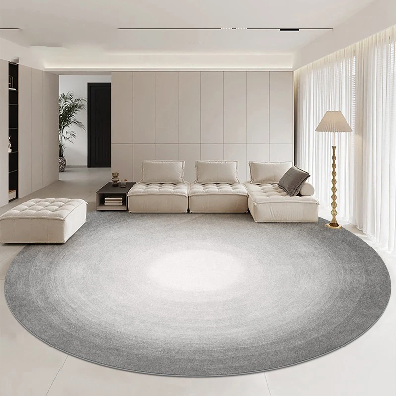 

Living Room Carpet Non-slip Machine Washable Easy To Fold Rug Gray Gradient Round Floor Mat Large Size Home Decoration Mats 양탄자