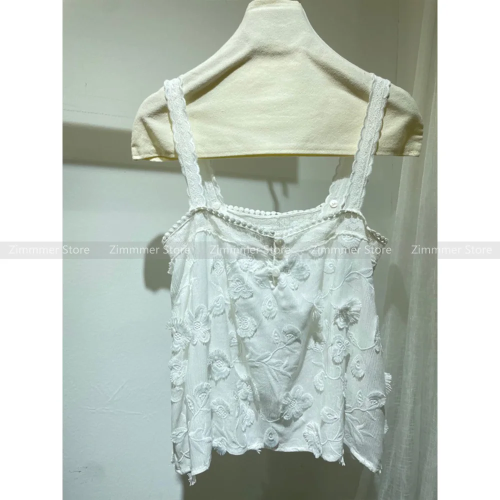 French retro niche design delicate embroidery camisole sleeveless undershirt top 2024 summer new