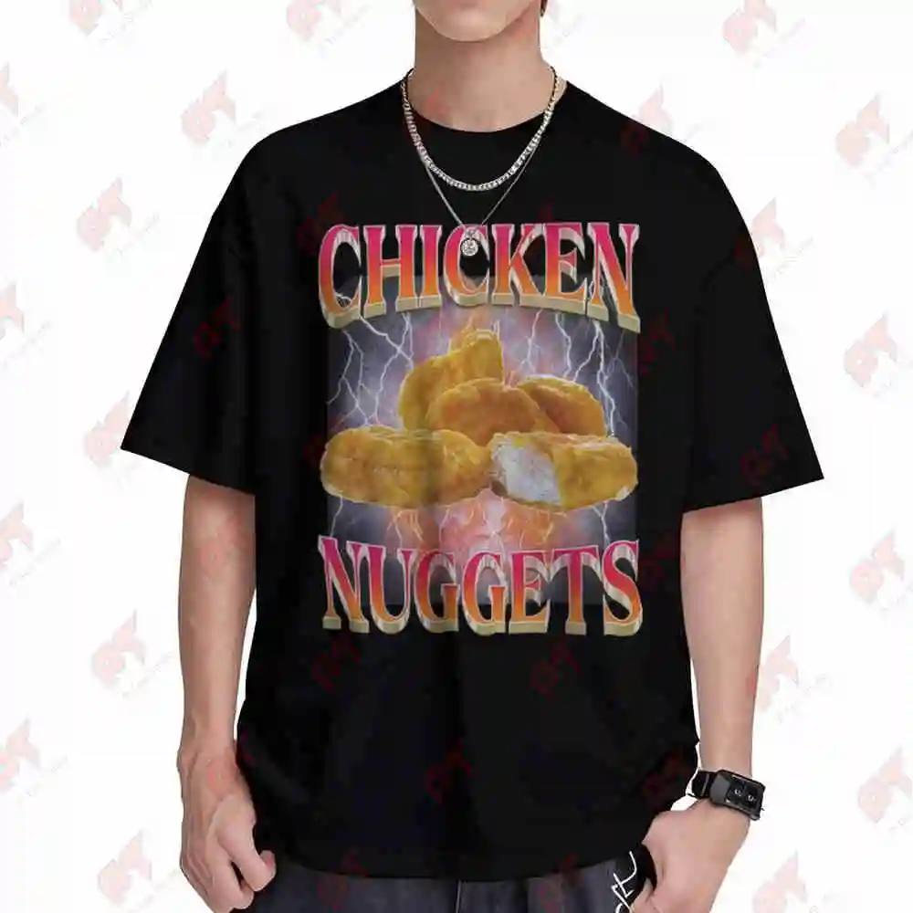 Funny Chicken Nuggets Vintage Meme Hip Hop Gothic Short Sleeve Tee 100% Cotton T-Shirt