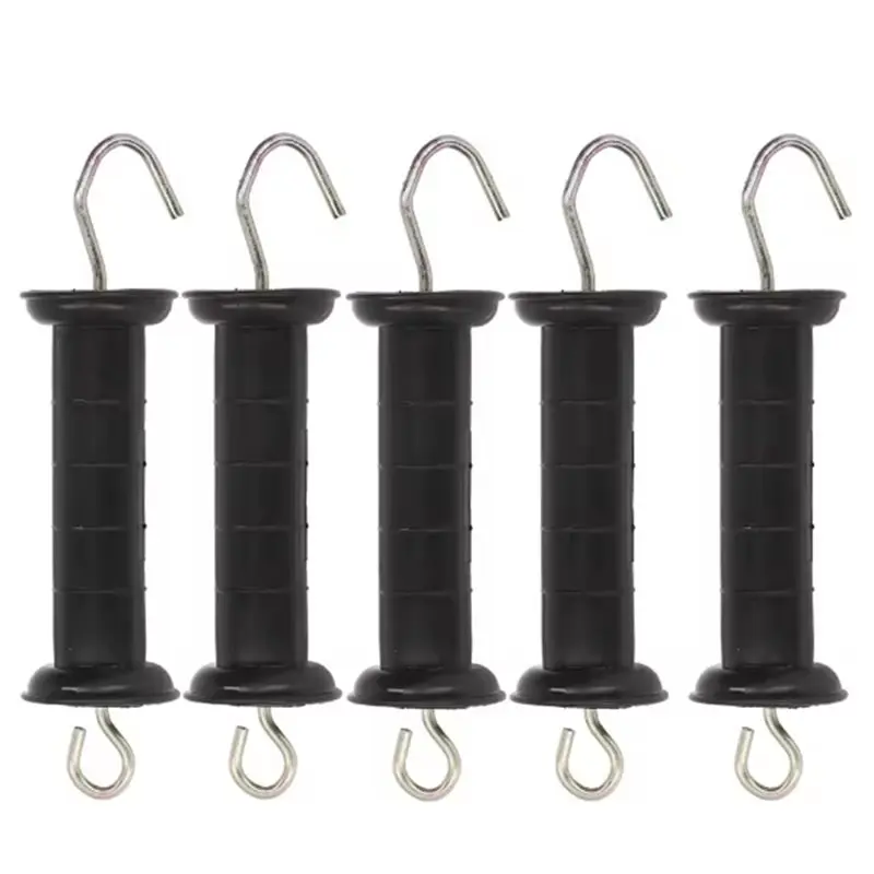 DTA4-Insulated Electric Fence Handle 5Pcs Gate Grip Bar With Metal Hook For Farm Pasture Ranch Electronic Fence System Accessory