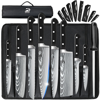 MDHAND 8pcs Ultra Sharp Professional Chef Knives Sets Stainless Steel Kitchen Knives with ABS Curved Handle,Nylon Bag for Gift
