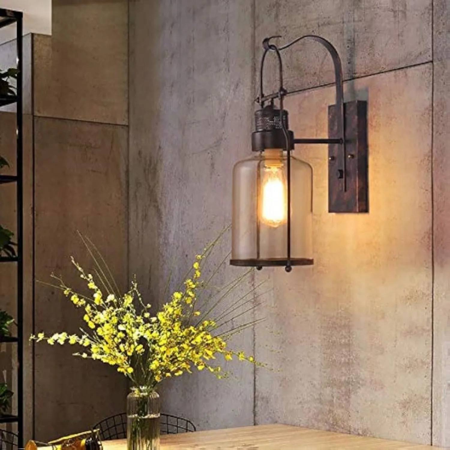 โคมไฟติดผนังอุตสาหกรรม โคมไฟผนังสไตล์ลอฟท์ คันทรี สร้างสรรค์ โดดเด่น ย้อนยุค วินเทจ โคมไฟแก้วติดผนัง