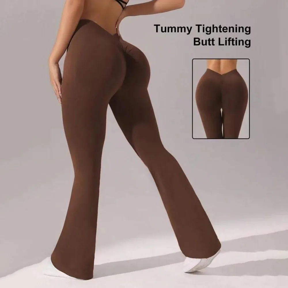 Pantaloni sportivi da yoga a vita V Leggings sportivi elastici a vita alta Leggings da fitness traspiranti ad asciugatura rapida da allenamento