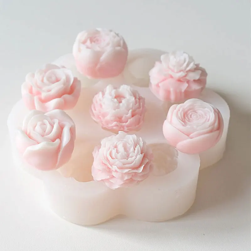 Tulip Peony Flower Silicone Mold Mother's Day DIY Gift Scented Candle Flower Mould Rose Flower Jasmine Handmade Soap Mold