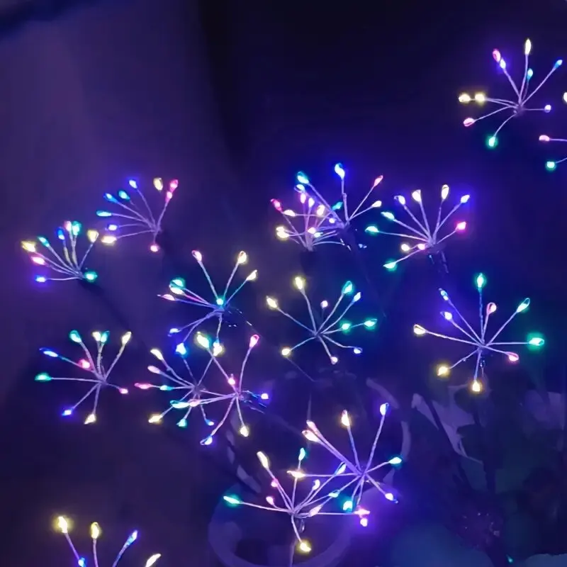 Luces de fuegos artificiales con energía solar plug and play, no requiere cableado, decoración de ambiente de jardín, luces de césped, estrellas brillantes