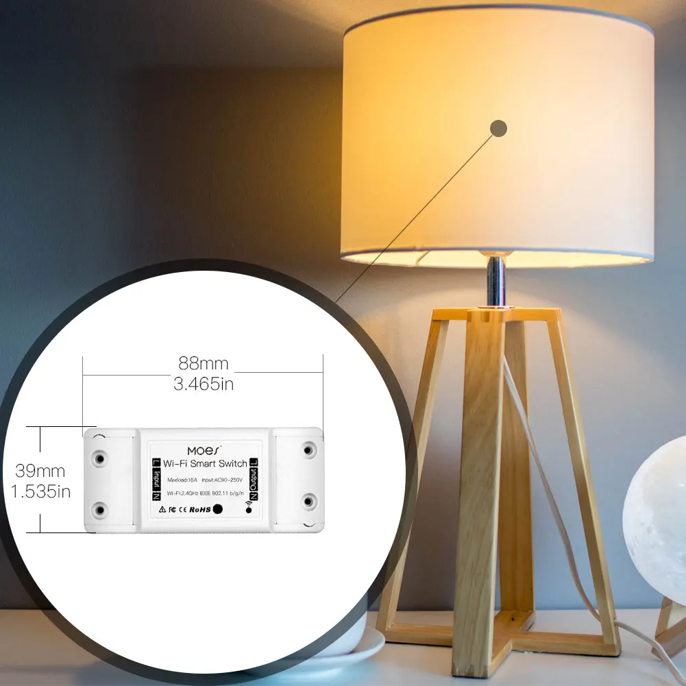 Interruptor de luz inteligente con WiFi, dispositivo Universal con Control remoto inalámbrico, funciona con Alexa y Google Home, 16A