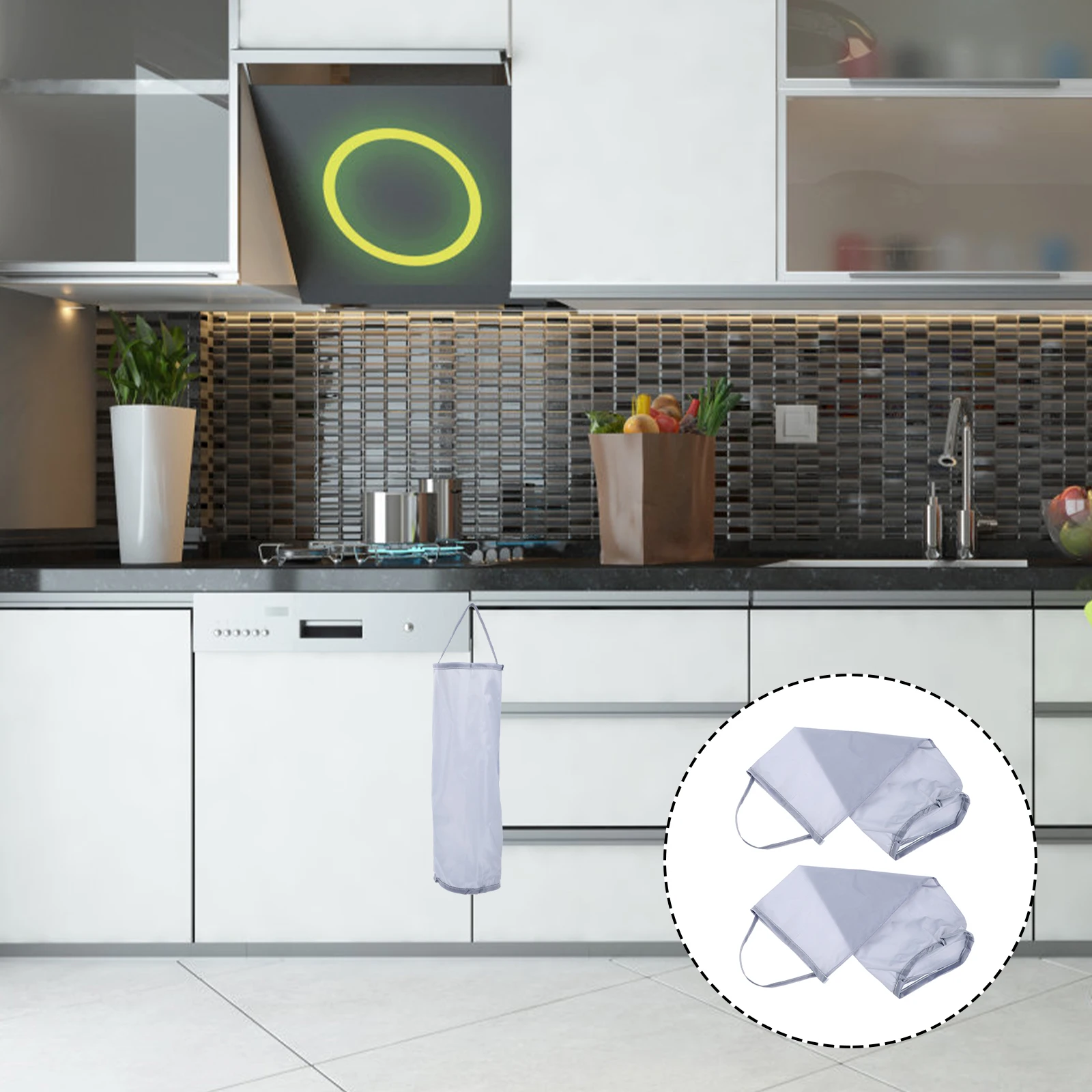 

2pcs Premium Fabric Garbage Bag Holder Reusable Sturdy Organizer for Kitchen Storage Space-Saving Wall-Mounted Hanging Mesh