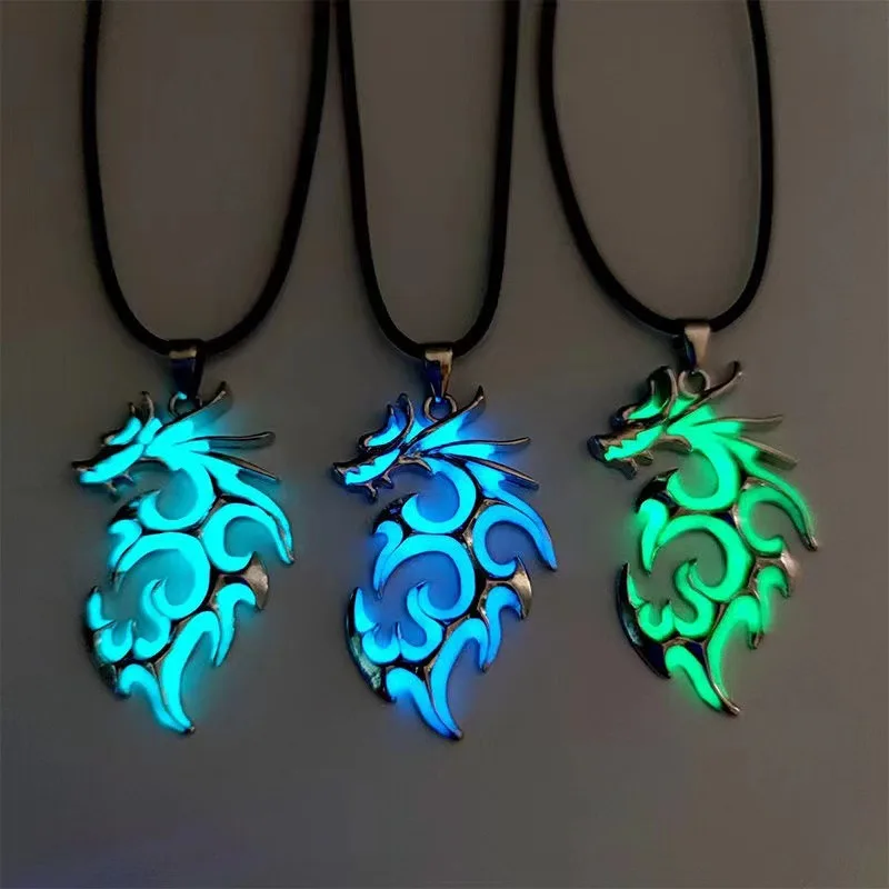 

20PCS Fashion Luminous Dragon Necklace Glowing Night Fluorescence Choker For Men Women Party Hallowen Accessories Gift Wholesale