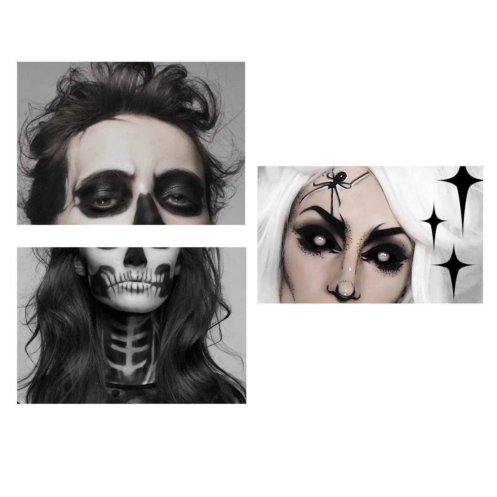 Special Effects Black White Face Body Paint Liquid Makeup Artistic Water Paint Kit for Cosplay Carnival Club Adults Kids