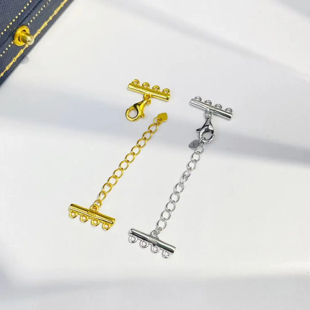 Wholesale 3-6 ROWS DIY 925 Sterling Silver Pendant Necklace Bracelet Clasp Hook Accessories for 3-7mm Pearls 5pcs/lot