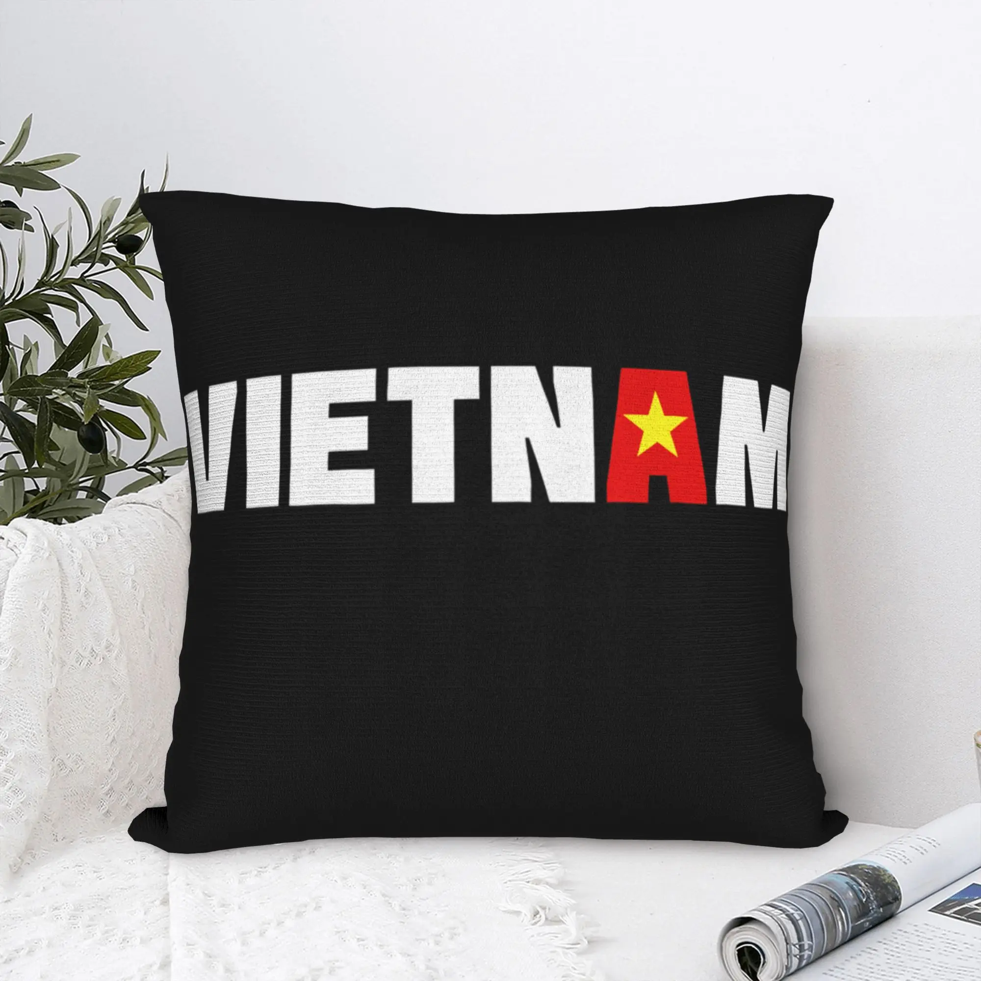

Vietnam Flag Yellow Star Asia Pillowcase Printed Polyester Cushion Cover Decorations Souvenir Throw Pillow Case Cover Zippered