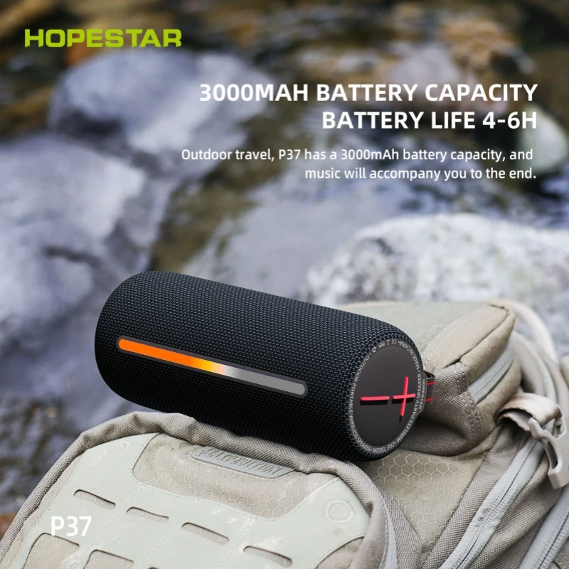 P37 Outdoor Bluetooth Speaker Portable USB Audio 20W High-power TWS Interconnected Wireless Riding Waterproof RGB Lamp Subwoofer