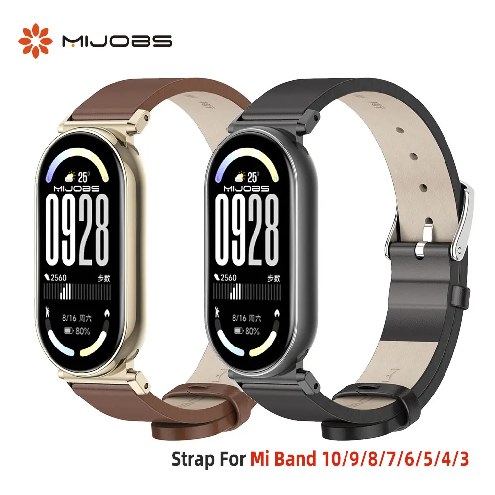 Watchband For Mi Band 10 9 8 Leather Strap for Mi Band 9 Breathable WristStrap for Mi Band 8 Wristband for MiBand 10 Accessories