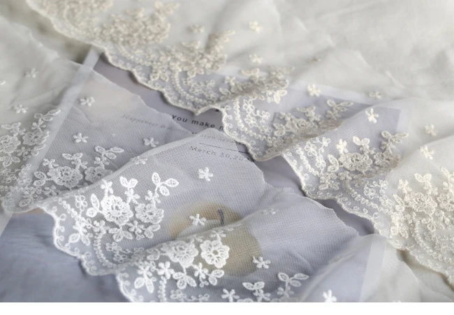 1yard Width:13cm (5.20 inch) Good Quality Flower Cotton Lace DIY Embroidery Laces for Dress Curtain Sewing Accessories(SS-4018)