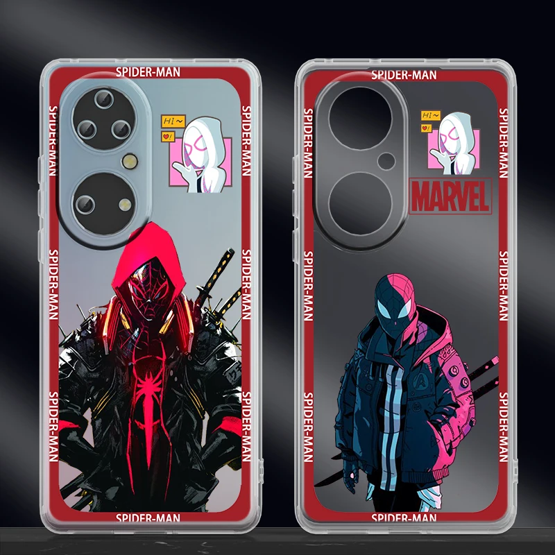 Marvel Spiderman Peter Parker Phone Case For Huawei P50 P40 P30 P20 Lite 5G Nova Plus 9 SE Pro Y9S Prime Honor 9X Transparent