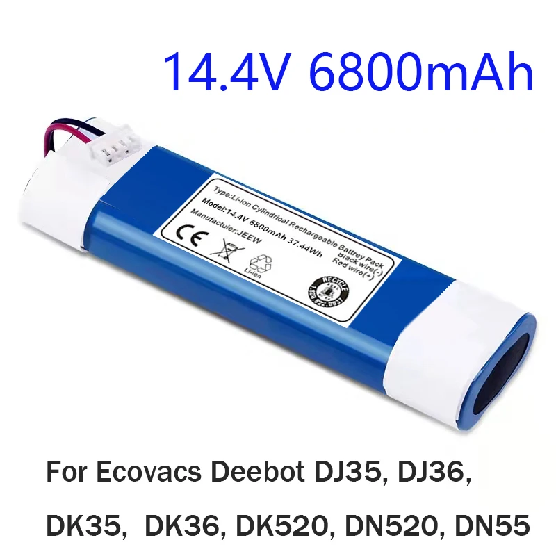 

14.4V 6800mAh Robot Vacuum Cleaner Battery Pack for Ecovacs Deebot DJ35 DJ36 DK35 DK36 DK520 DN520 DN55