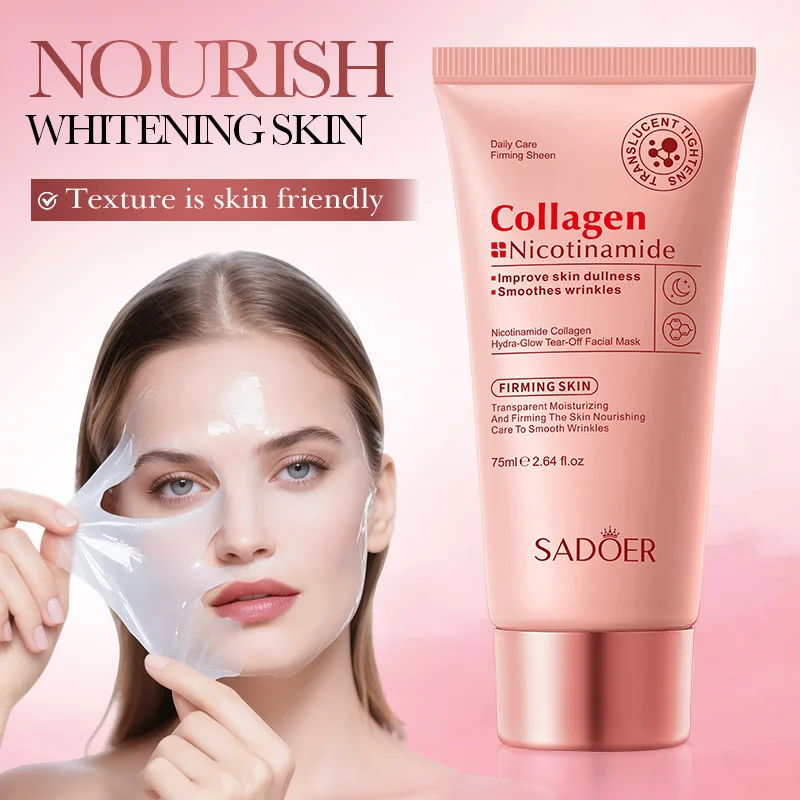 

Niacinamide Collagen Peel Off Facial Mask, Korean Collagen Night Wrapping Mask Deeply Hydrates Night Care Mask Cream 75ml