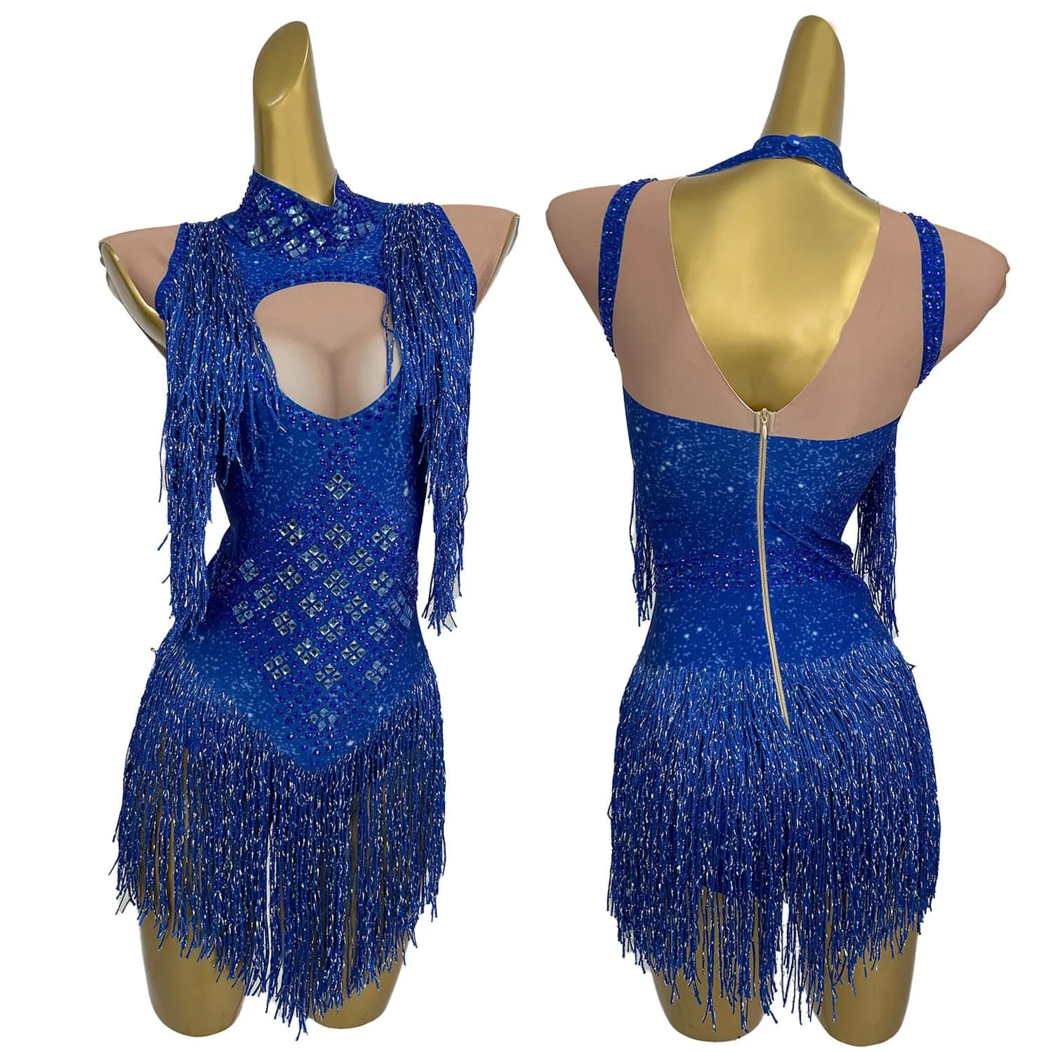 

New Style Blue Sparkly Rhinestone Women Jumpsuit Sexy Tassel Leotard Suit Stage Performance Nightclub Show Outfit Fangkuai