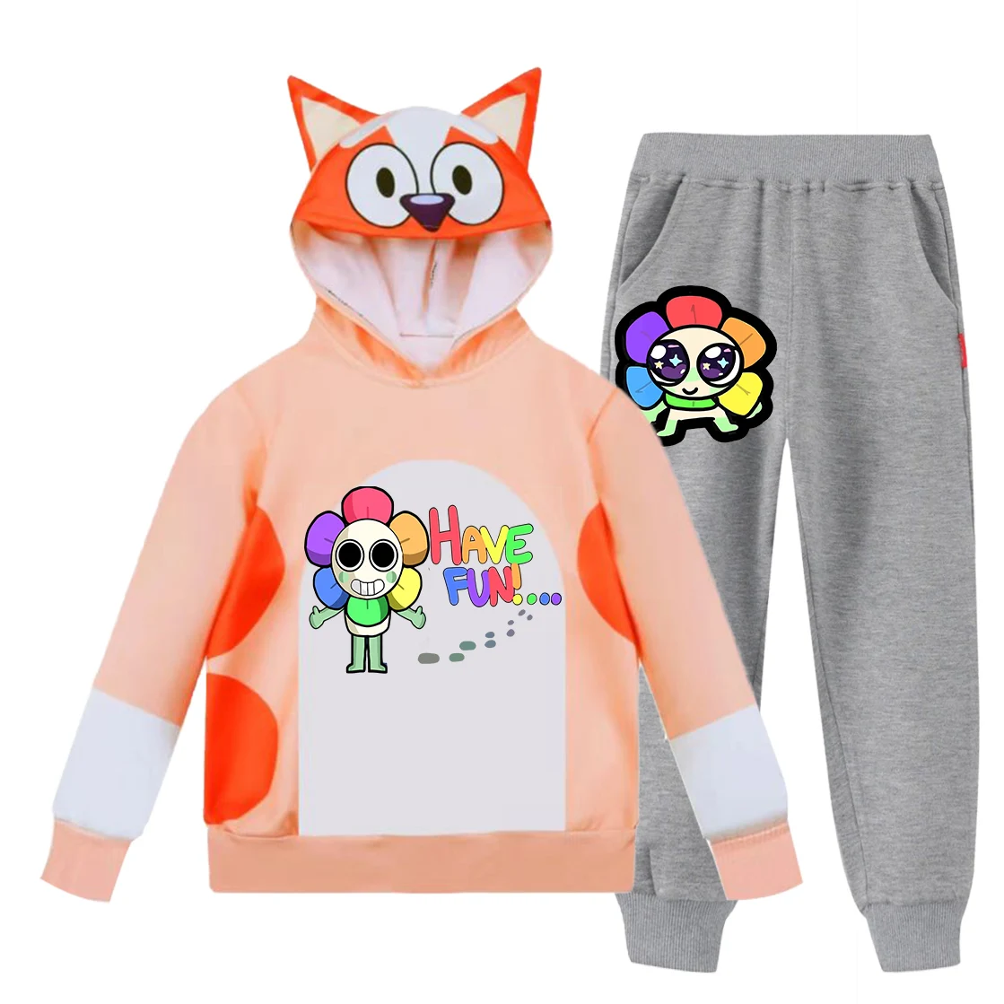 Kids Dandys World Clothes Boys Girls Spring  Autumn Sweatshirt + Long Pants 2pcs Clothes Cartoon Game Wish Asha Hoodie Suit Gift