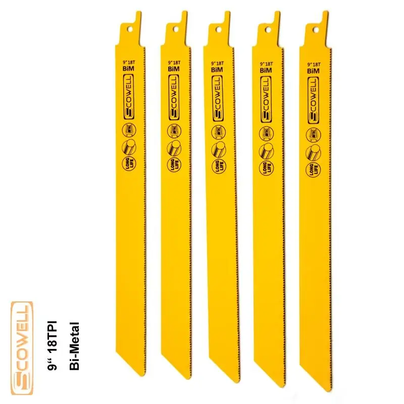 SCOWELL 5 التعبئة 9 "18TPI ثنائية المعدن هدم صابر الترددية شفرات المنشار عدد وأدوات اكسسوارات قطع الأنابيب المعدنية