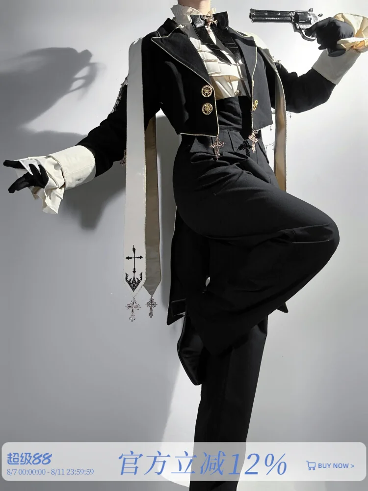 

New Prayer Lolita Shirt Pants Coat Prince Series Lolita Fiesta Carnival Halloween Cos Cosplay Women Black And White