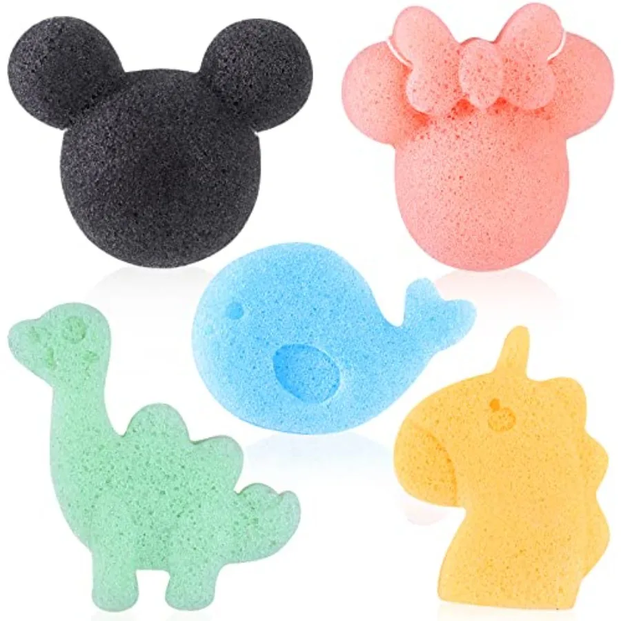 

5 Pcs Konjac Baby Bath Sponge for Bathing, Classic Shapes Natural Bath Sponges for Infants, Toddler, Newborns, Natural and Safe