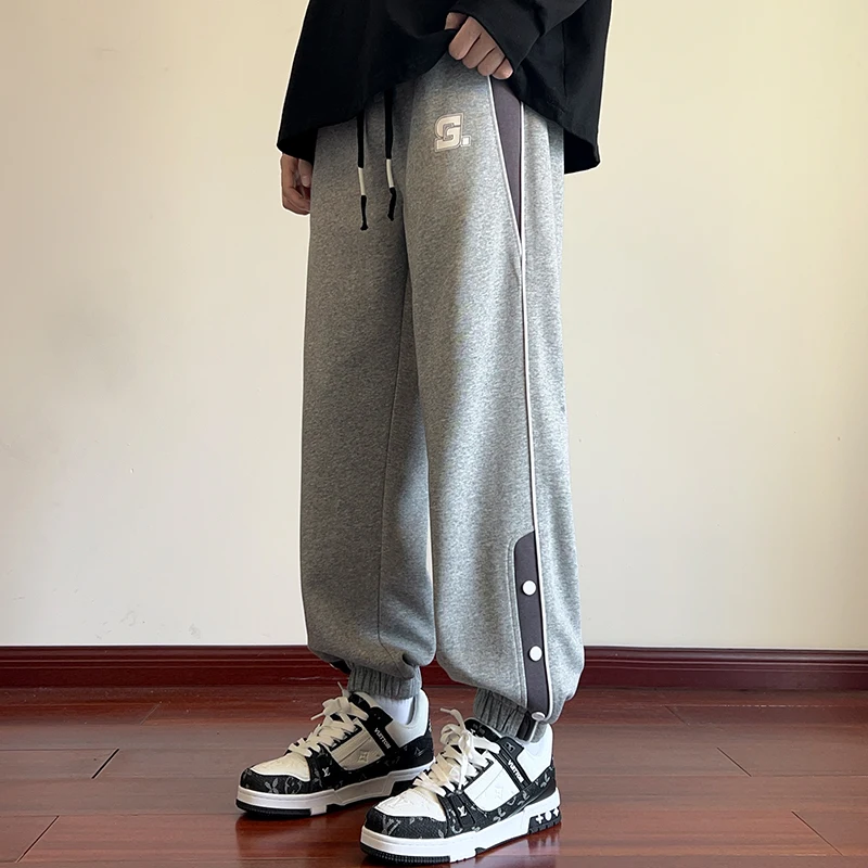 

Мужские прямые брюки для бега, осень 202, новые свободные повседневные брюки, брюки до щиколотки для мальчиков-подростков, удобные универсальные повседневные брюки