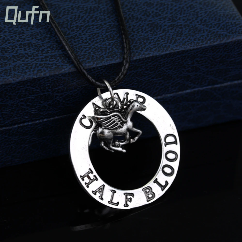 Percy Jackson CAMP HALF Blood Flying Horse Pendant Necklaces Gifts Rope Chain Necklace Splicing Movie Jewelry Accessories