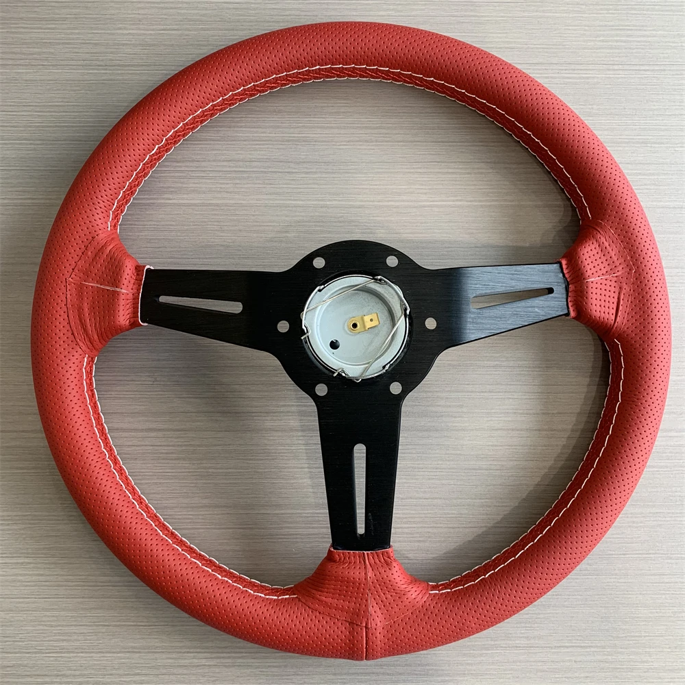N Brand 350mm PCD 70MM Sports Steering Wheel Multi-Color Microfiber Leather Deep Concave Racing Steering Wheel