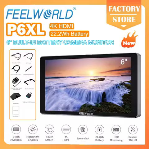 FEELWORLD P6XL 6-inch Camera Field Monitor Aluminum Case Built in Battery 4K HDMI High Brightness 1200nit