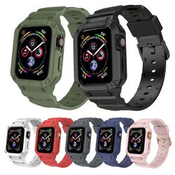 Silicone Strap for Apple Watch Case 45mm 44mm 41mm 40mm Band for Apple Watch Series 7 6 5 4 SE 3 Protective Cover TPU Bracelet