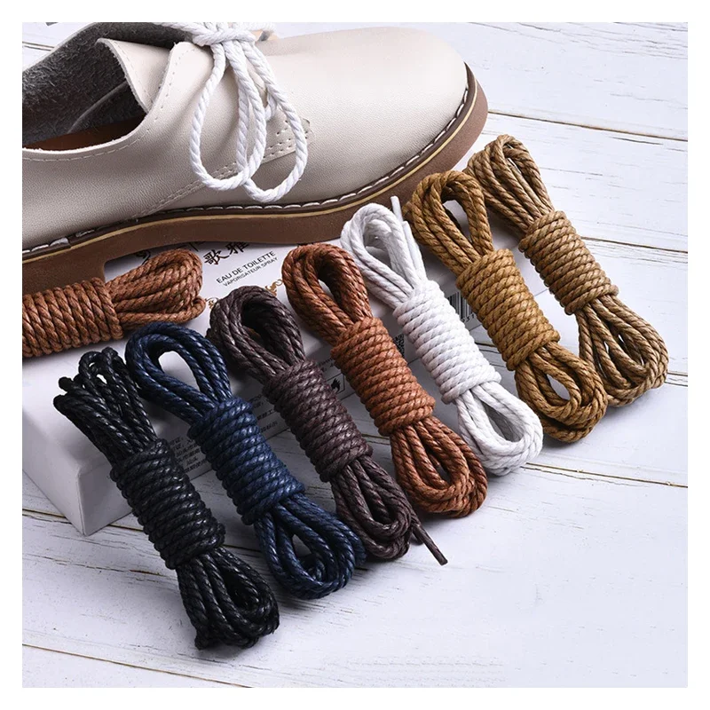 1 paire Shoelce lacets en cuir décontractés lacets ronds cirés chaussures Martin bottes chaussures de Sport cordon cordes 60/90/120/150CM P-4