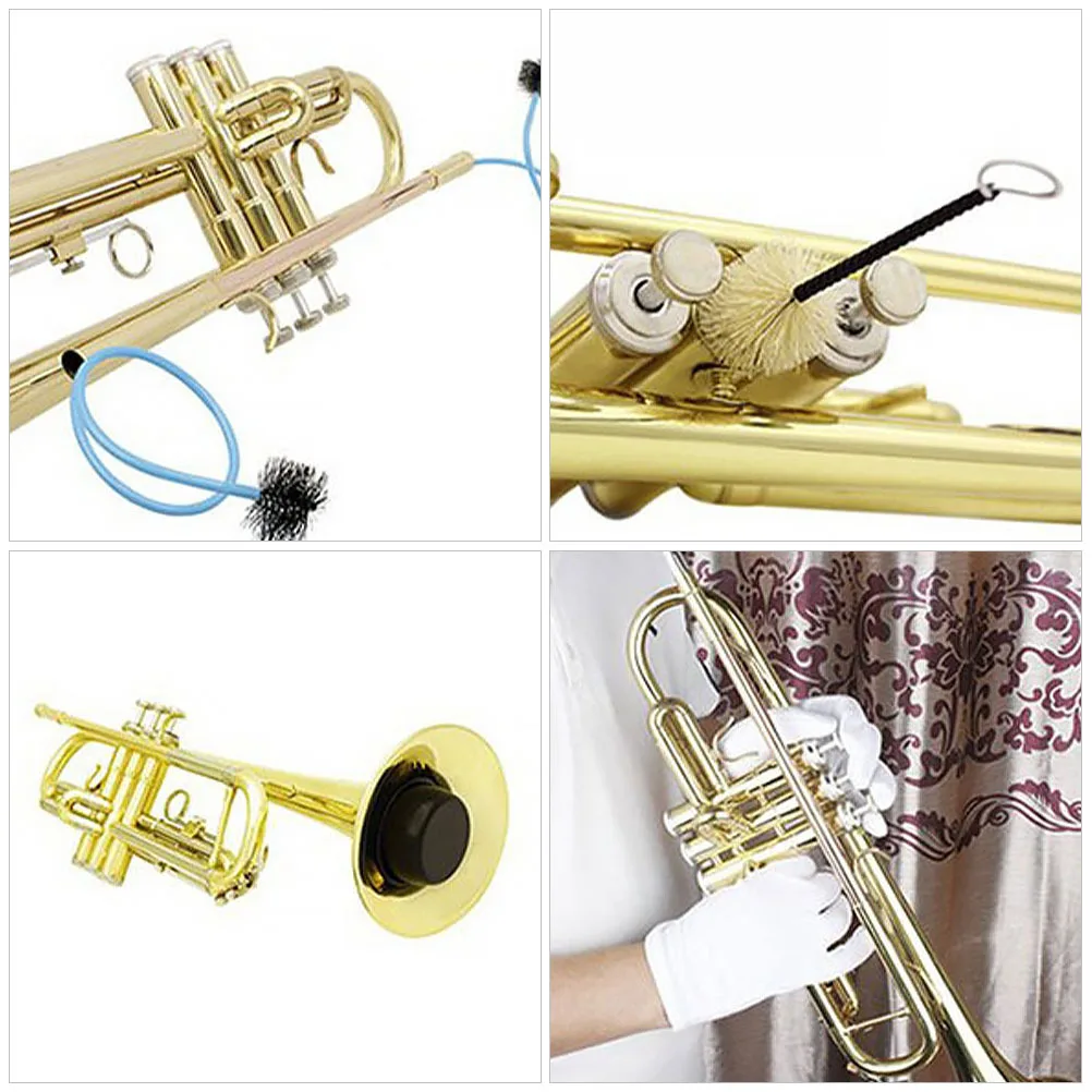 

1Set Trumpet Maintenance Kit Easy Use Brush Stand Gloves Mute Valve Casing Accessory Trumpet Cleaning Kit Valves Brush