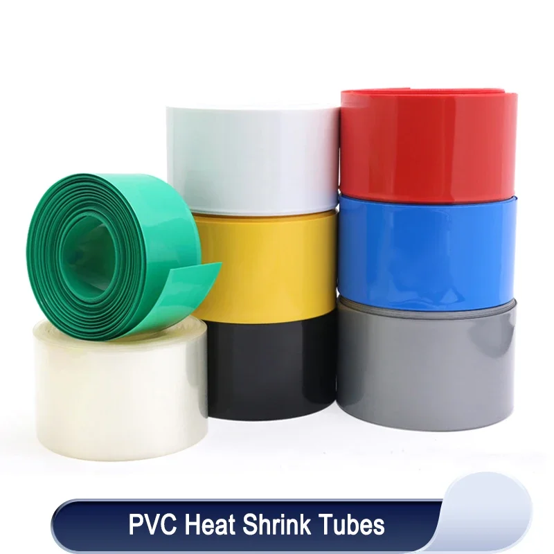 

2/10m 18650 Lipo Battery PVC Heat Shrink Tube Pack Width 17mm ~ 80mm Insulated Film Wrap lithium Case Cable Sleeve Blue Multi