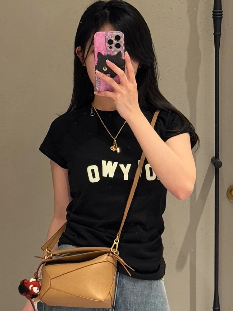 

Ele Unique ort Sve T-irt Women's Faionable Versatile oulder Design Summer Trendy Top Quali Chinese Brand