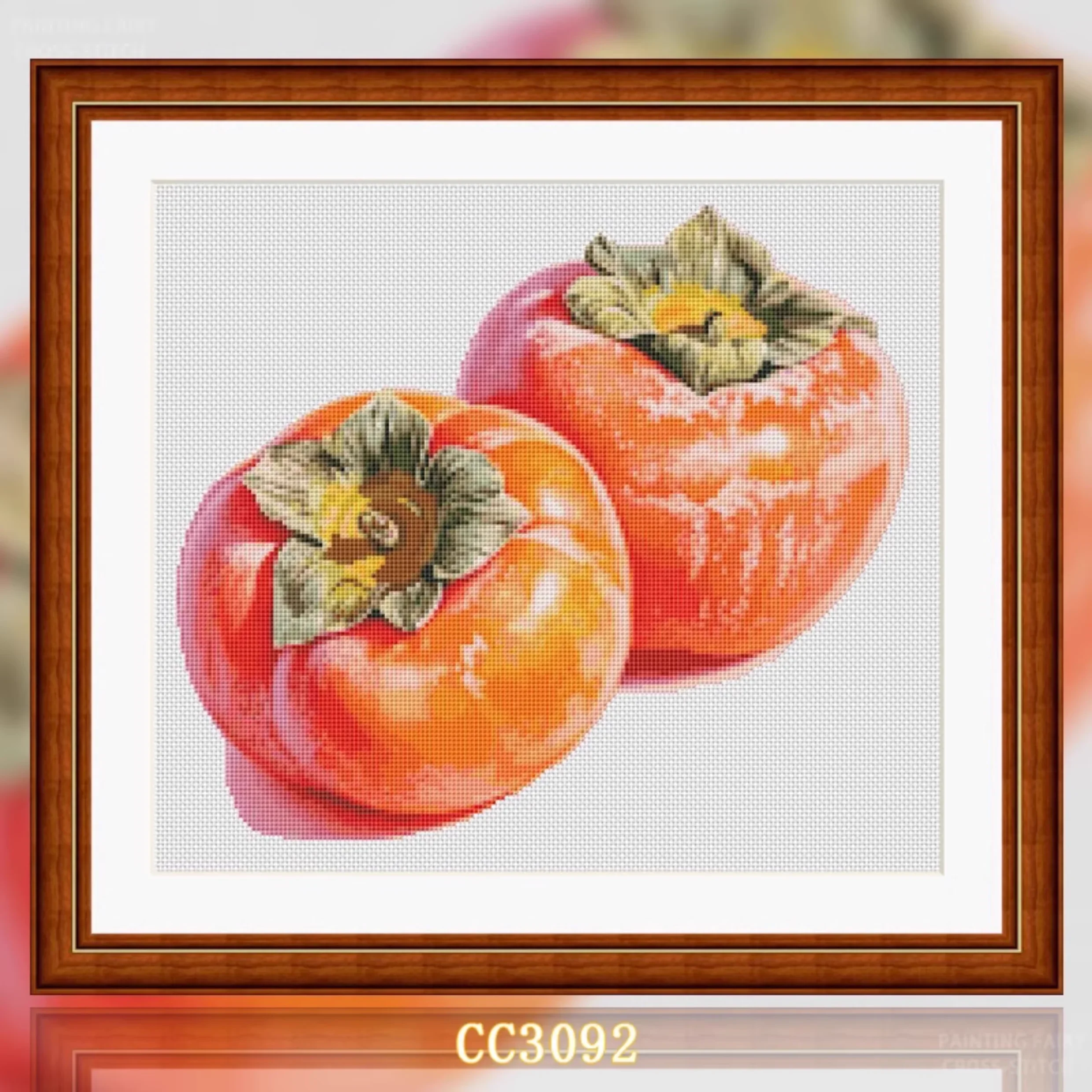 【CC3092- Persimmons in the Gourmet Series】 11CT 14CT 16CT DIY Cross Stitch Kit, Pattern Printed Canvas Embroidery Needlework Sta