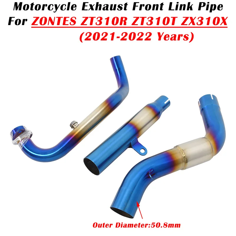 

Slip On For ZONTES ZT310R ZT310T ZX310X 2021 2022 Motorcycle Exhaust Escape System Modified Muffler 51mm Front Middle Link Pipe