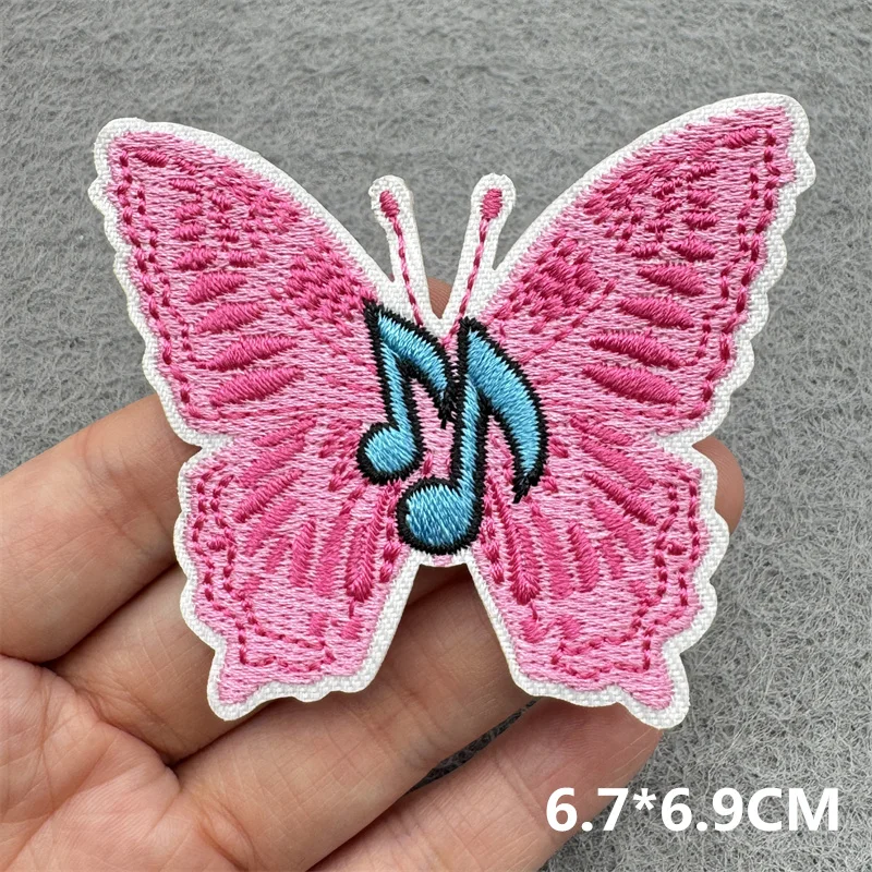 Musik Band Stickerei Patch Eisen Auf Für Kleidung DIY Schmelzbare Patches Disco Ball Herz Plaid Muster Patch Aufkleber Abzeichen – Detail 5