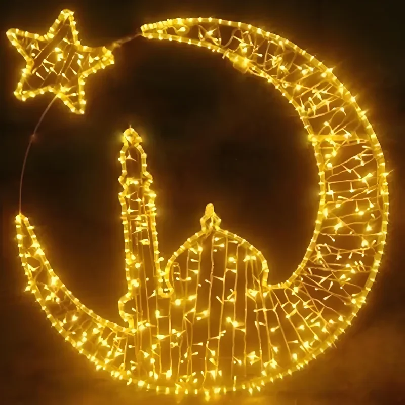 Muslim Holiday Ramadan  Outdoor IP65 Waterproof LED Light Decorations Star Crescent Designs Arabic Calligraphy