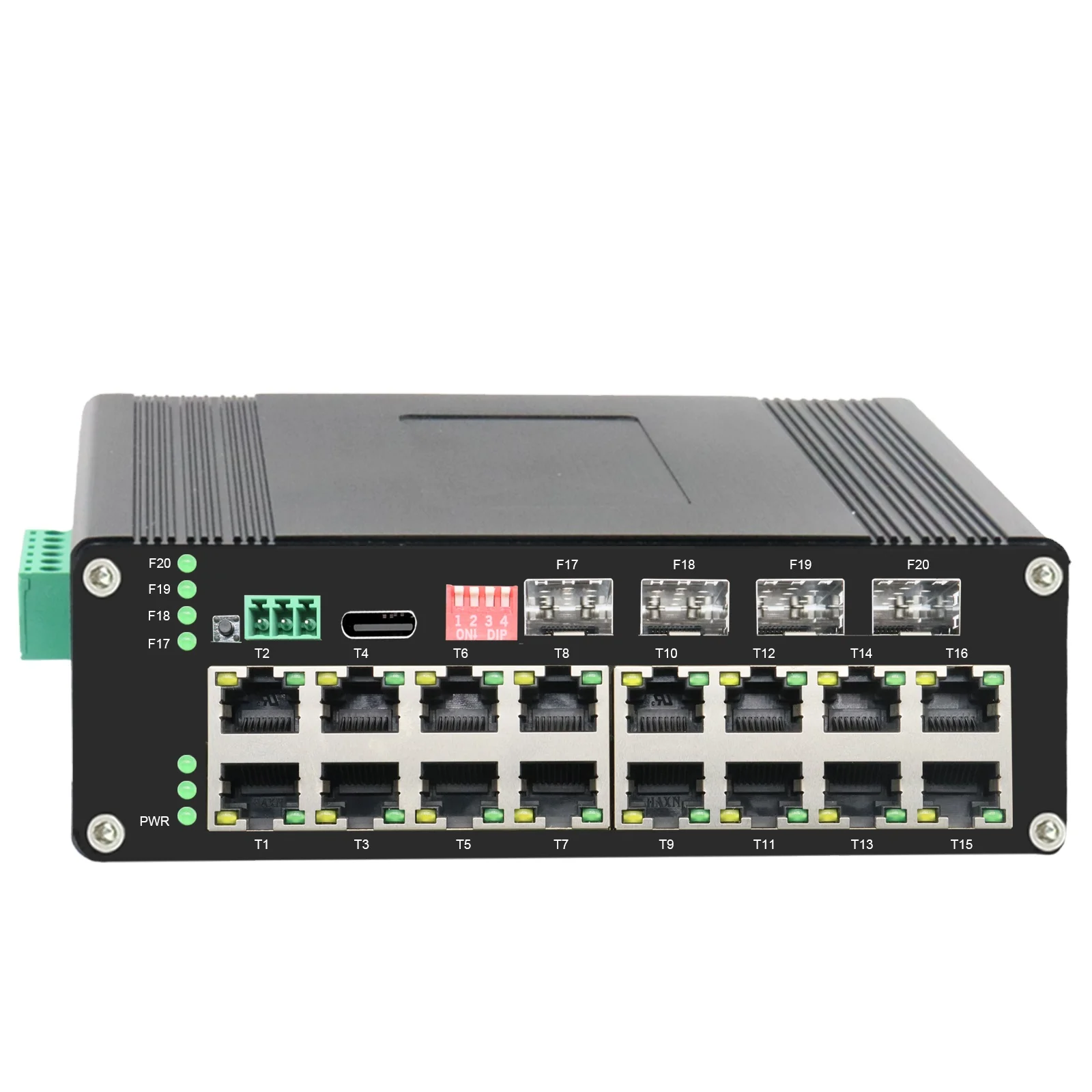 Industrial 16 Ports 10/100/1000Mbps Web Management DIN Rail PoE Switch with 4 SFP Slots, Network PoE Switch Support ERPS