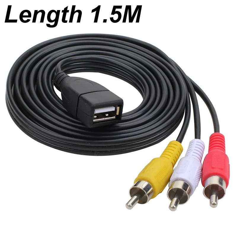 25cm 5 pés/1.5m usb 2.0 fêmea para 3 rca macho vídeo a/v prático filmadora adaptador ótimo cabo para equipamento av computador pc