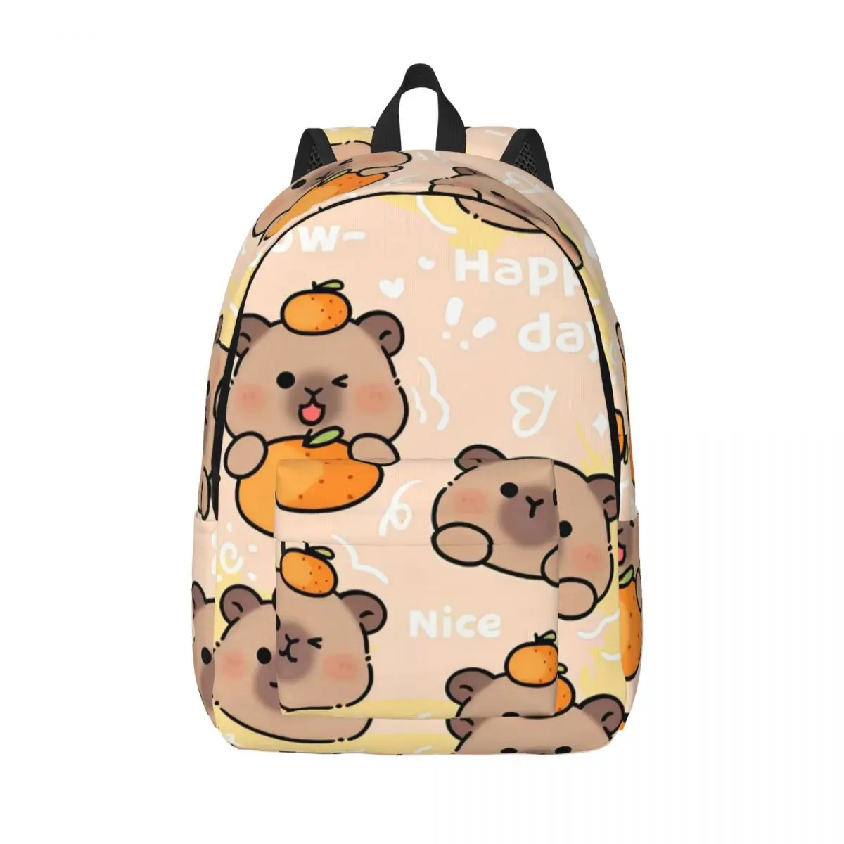 Kawaii Kapibara Cartoon Cute Backpack for Boy Girl Kids Student School Bookbag Canvas Daypack Preschool Primary Bag Durable