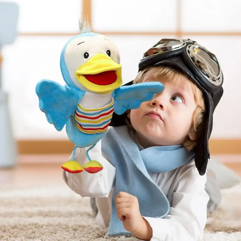 Hand Puppets For Kids Cartoon Duck Soft Children Toy Hugging And Accompany With Movable Mouth Interactive Animal Plush Toys