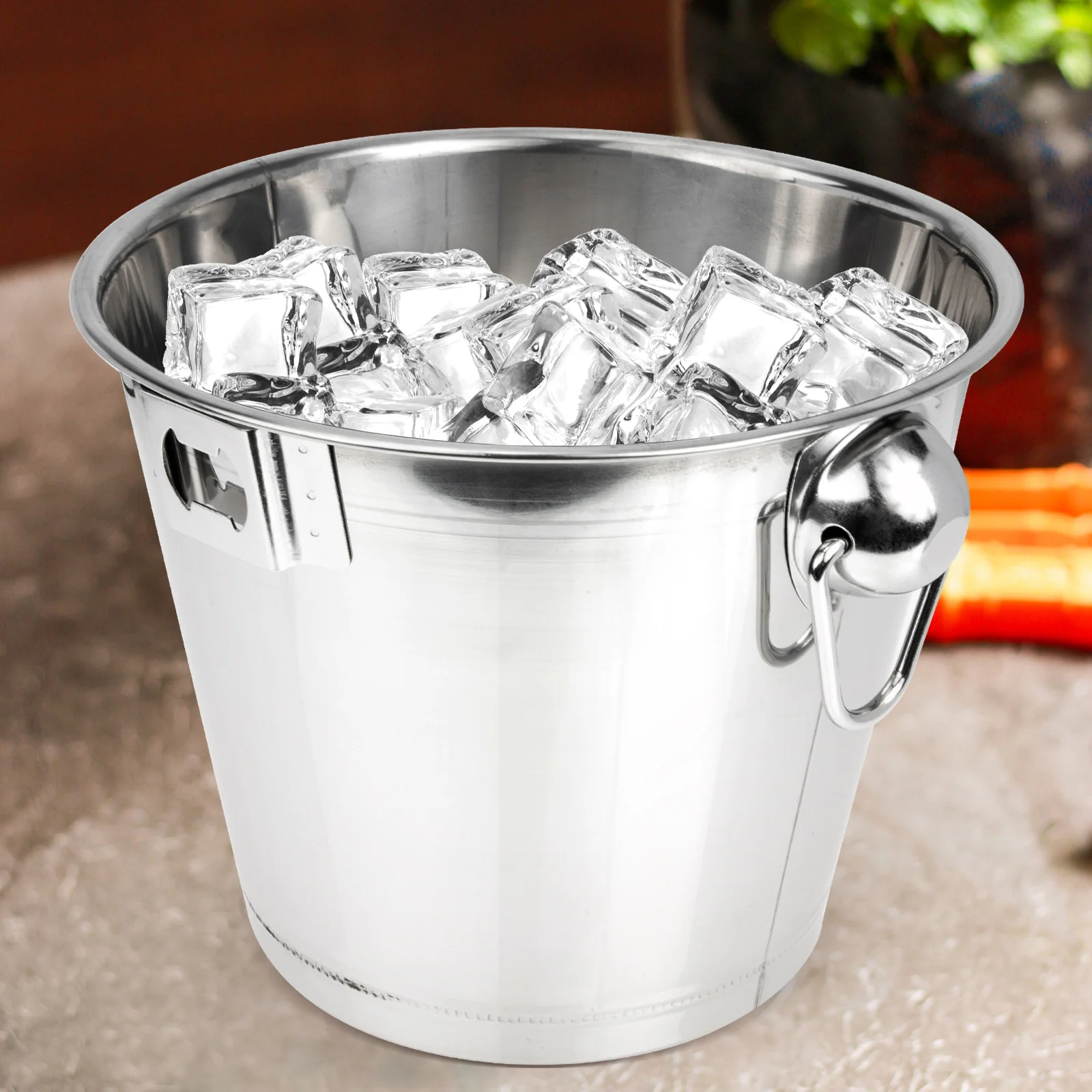 

Bucket Ice Insulation Wear Resistant Party Silver Steel Material Premium Multi Function Bucket KTV Bar Tool