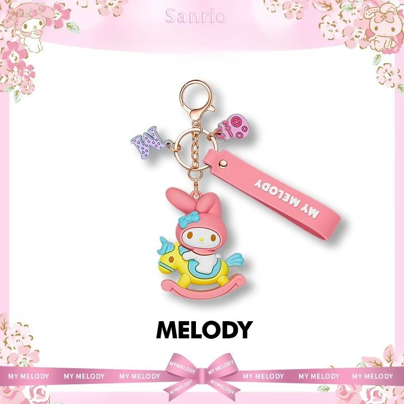 Sanrio Hello Kitty My Melody Schlüsselanhänger, kreativ, hoher Farbwert, Anime, Q-Version, Puppe, Herren- und Damen-Auto, Schultasche, Dekoration