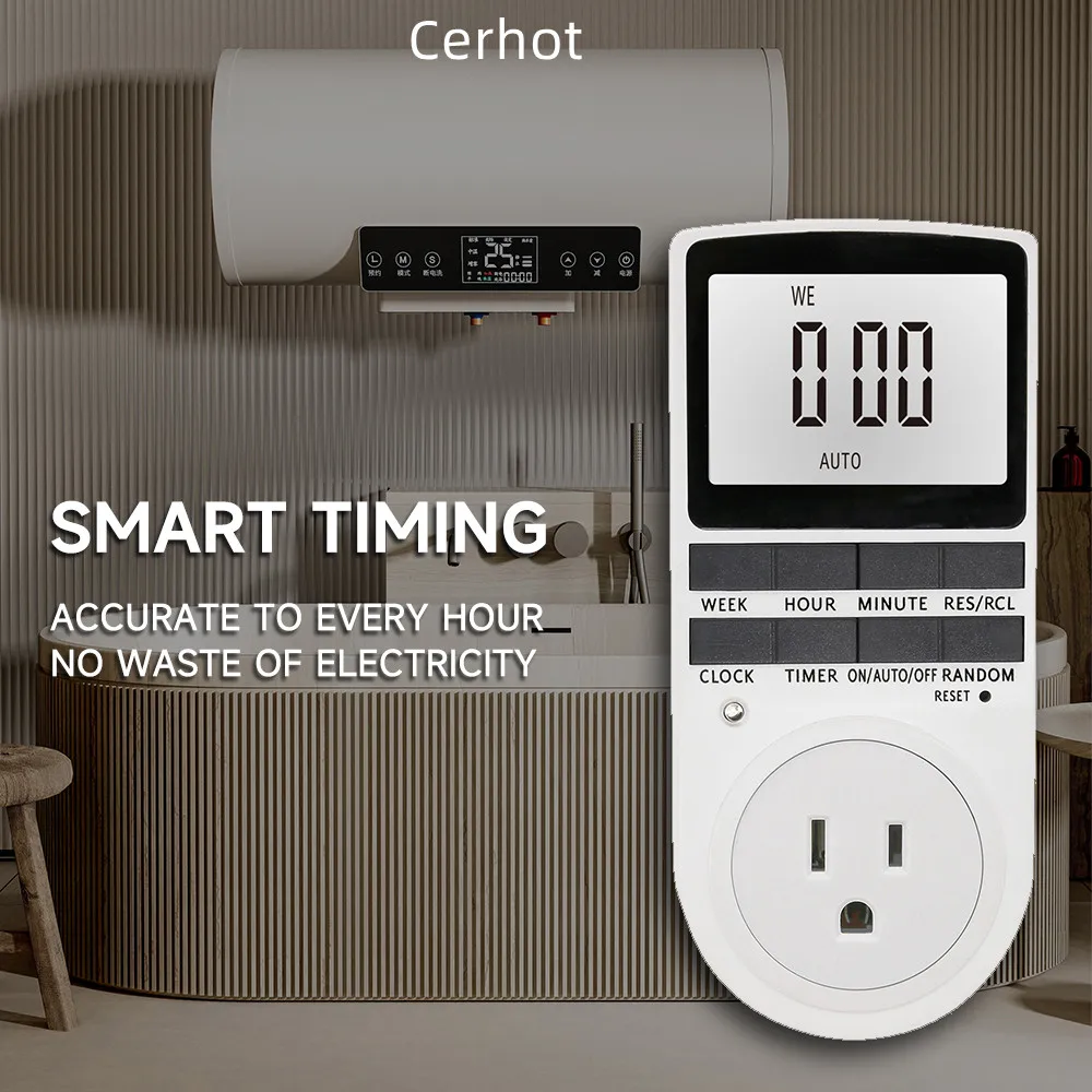 Cerhot Timer Socket Programmer 7 Day 12/24 Hours Electronic Kitchen Digital Programmable Switch Power Outlet Control