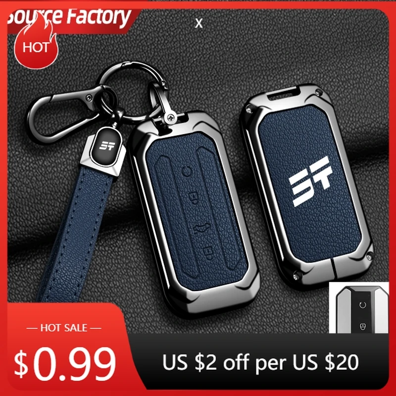 

Автомобильные наклейки, кожаный чехол для ключей из цинкового сплава, цепочка-держатель для Chery Jaecoo J5 J7 2025 Jetour, умный ключ с дистанционным управлением