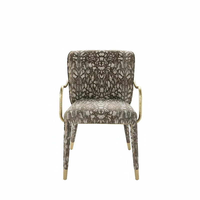 

Italian light luxury high-end brass dining chair, high-end villa living room home art designer back chair, lounge chair