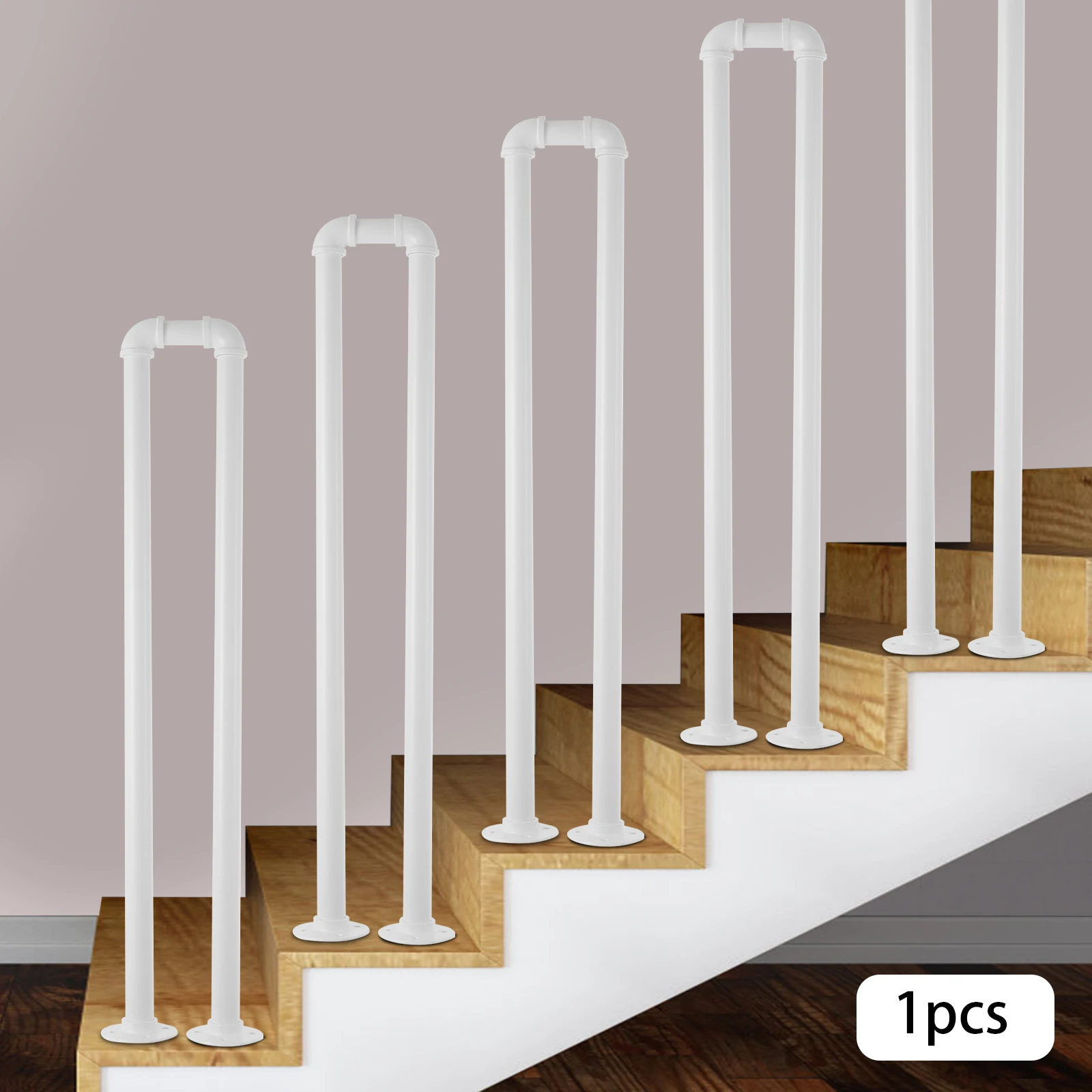 Metal Stair Railing, Carbon Steel, 346" Height, U-Shaped Design for Stability & Support, Easy Installation for Home Safety